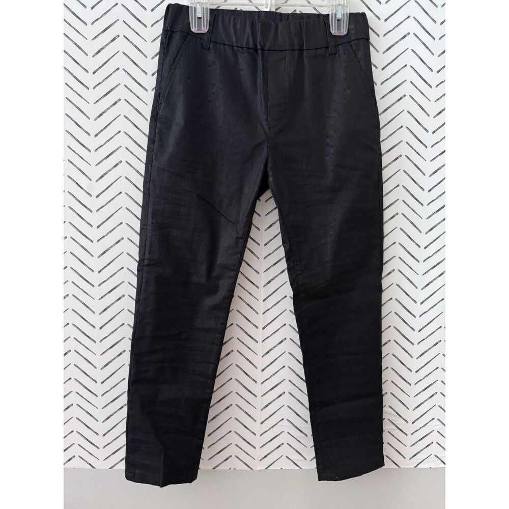 Bevy Flog Pinstripe Black Dafna Elasticated Stretch Cotton Pants Size 30